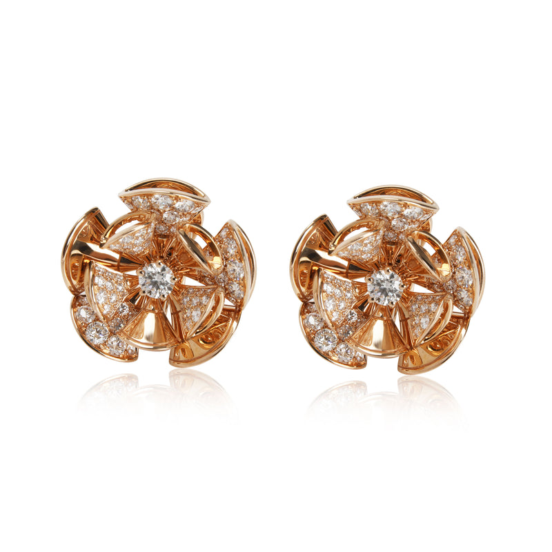 Divas' Dream En Tremblant Flower Earrings in 18k Rose Gold, 2.6 Ctw