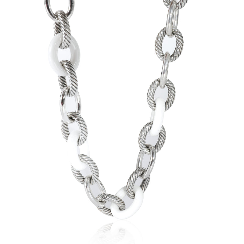Oval Link Necklace in Sterling Silver With Ceramic