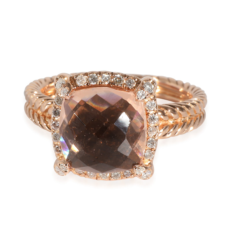 Chatelaine Morganite Diamond Ring in 18K Rose Gold 0.15 CTW