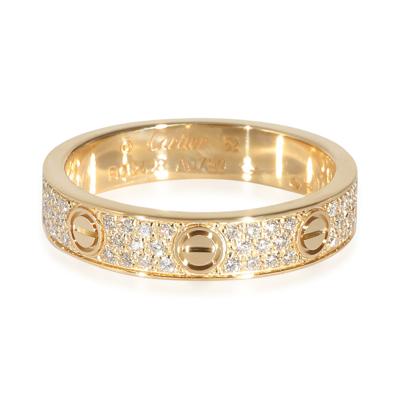 Love Pave Diamond Band in 18k Yellow Gold 0.31 CTW