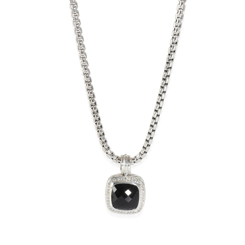Albion Onyx Pendant on a Box Chain in  Sterling Silver 0.25 CTW