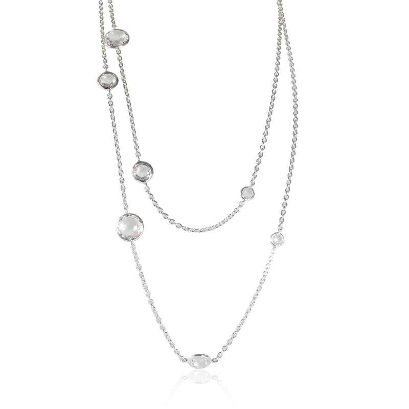 Rock Candy Clear Quartz 10 Station Long Necklace in Sterling Silver
