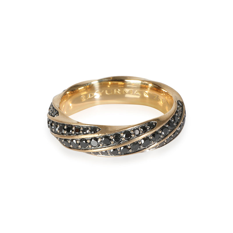 Cable Edge Band Ring with Black Diamonds, 1.62 ctw