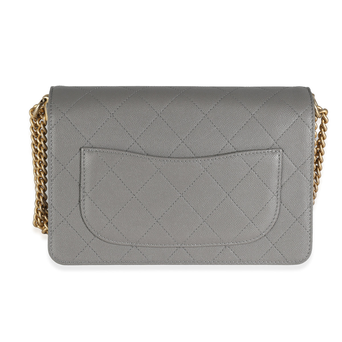 Grey Quilted Caviar Suede Coco Flap Bag