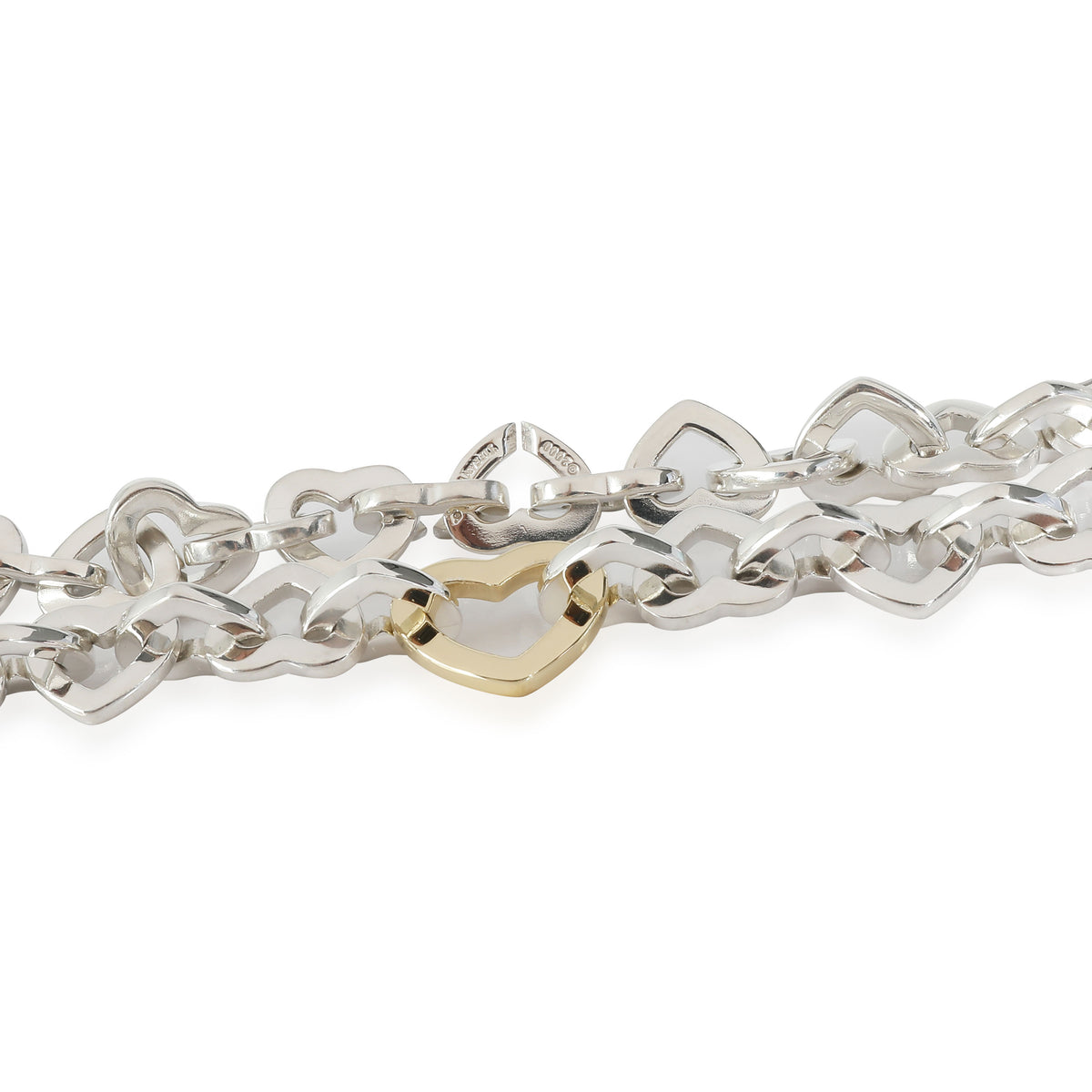 Heart Link Necklace in 18k Yellow Gold/Sterling Silver