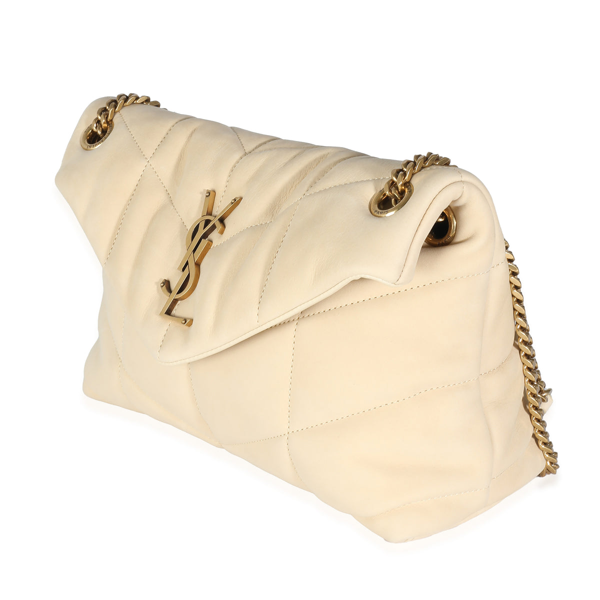 Beige Quilted Nubuck Small Puffer Chain Bag
