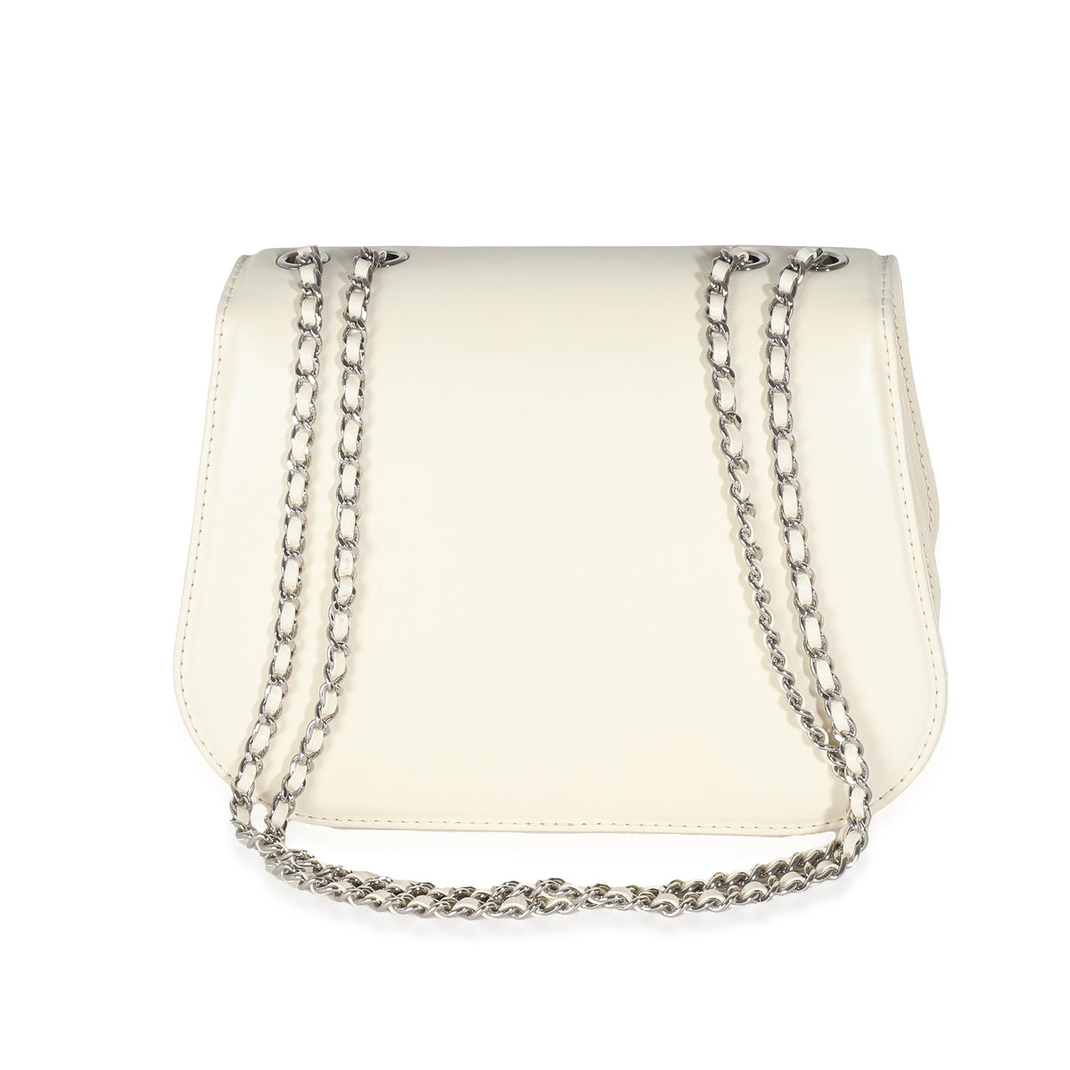 White Calfskin Small Braided Chain Chic Flap Bag