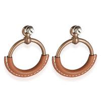 Loop Earrings with Brown Calfskin Leather