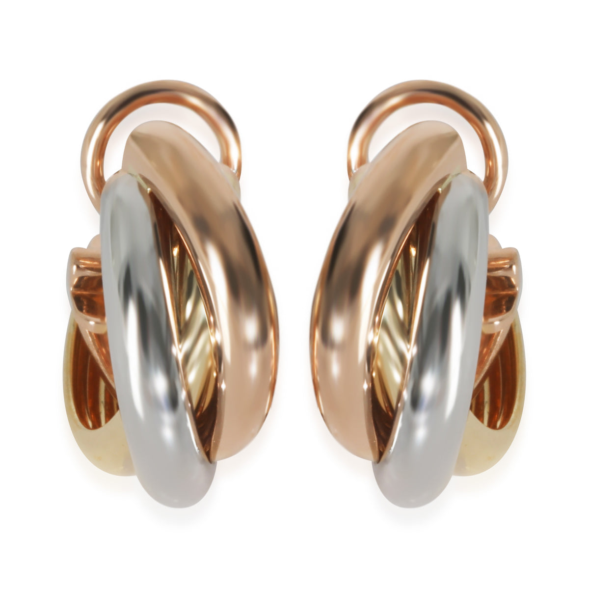 3-Tone Gold Trinity Hoop Earrings