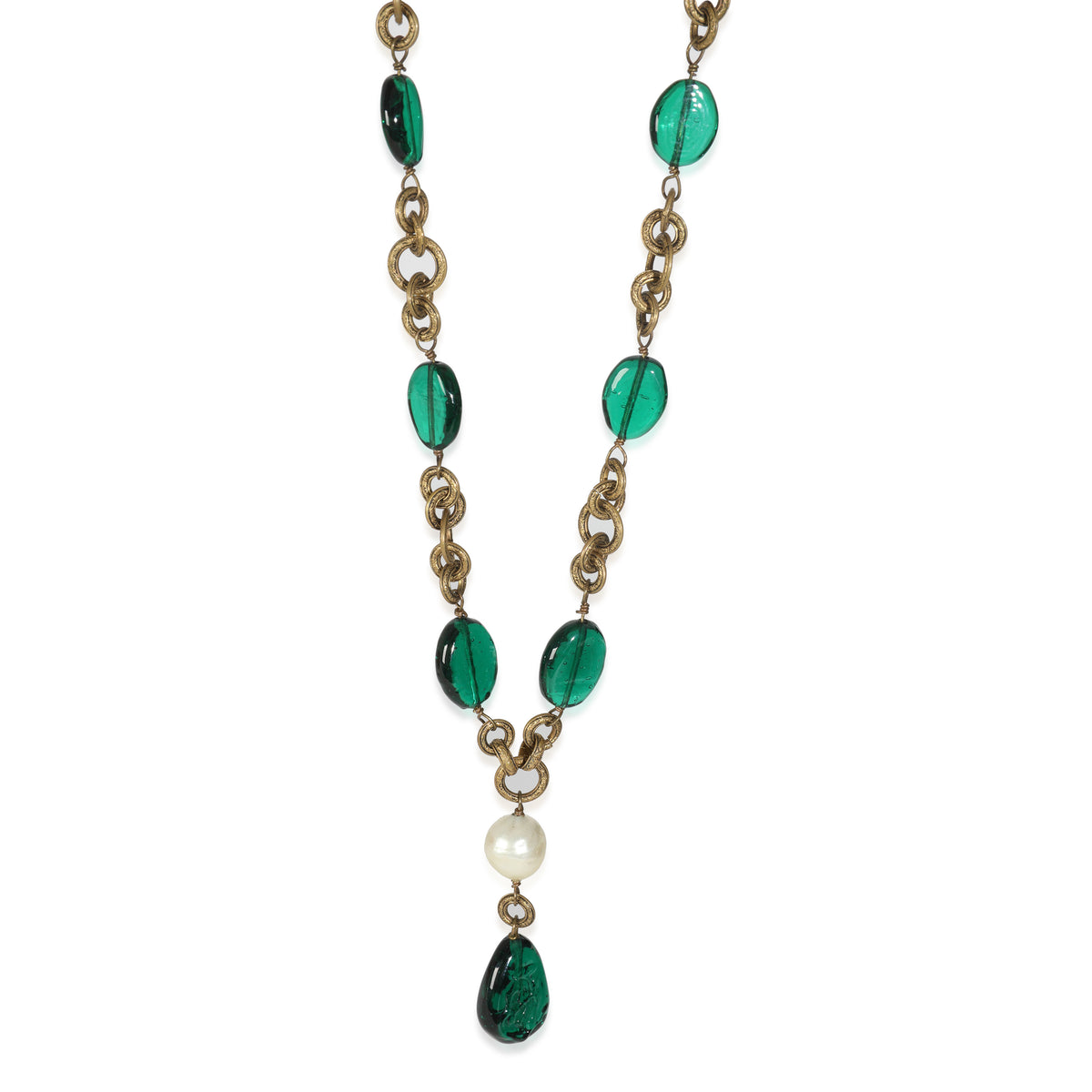 Gold-Plated Vintage 1983 Faux Pearl & Gripoix Necklace