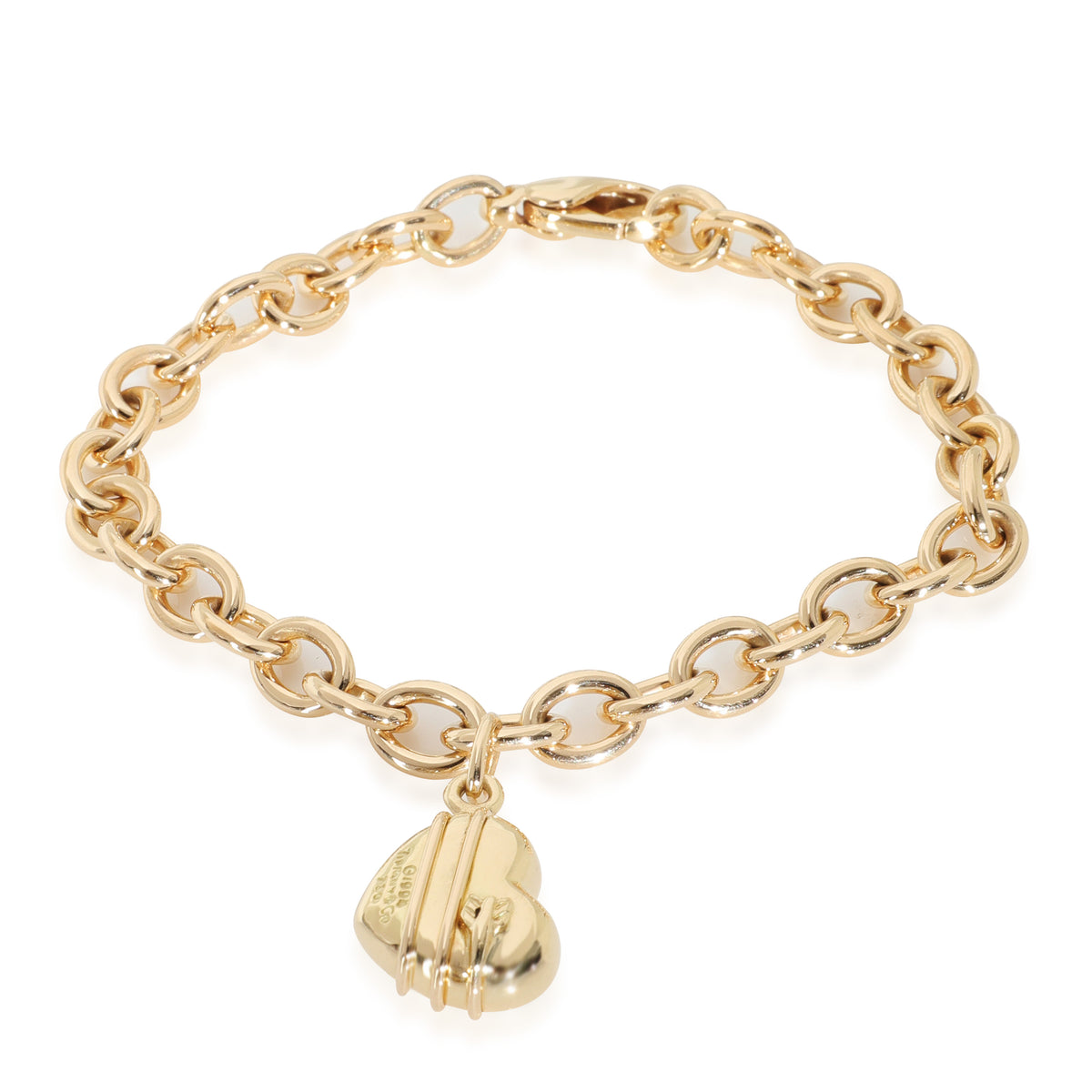 Yellow Gold Vintage Cupids Arrow Heart Charm Bracelet