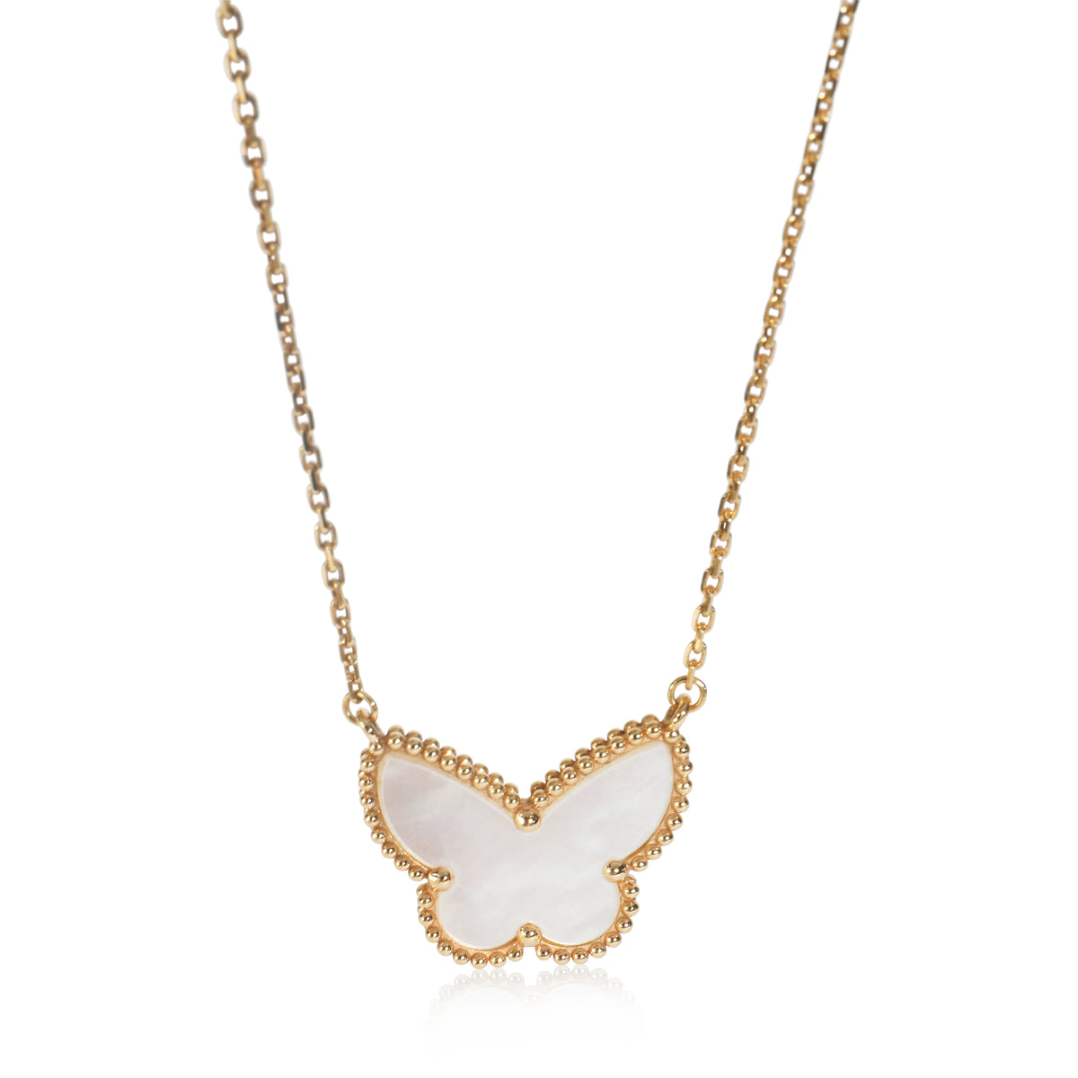 Yellow Gold Mother Of Pearl Lucky Alhambra Butterfly Pendant