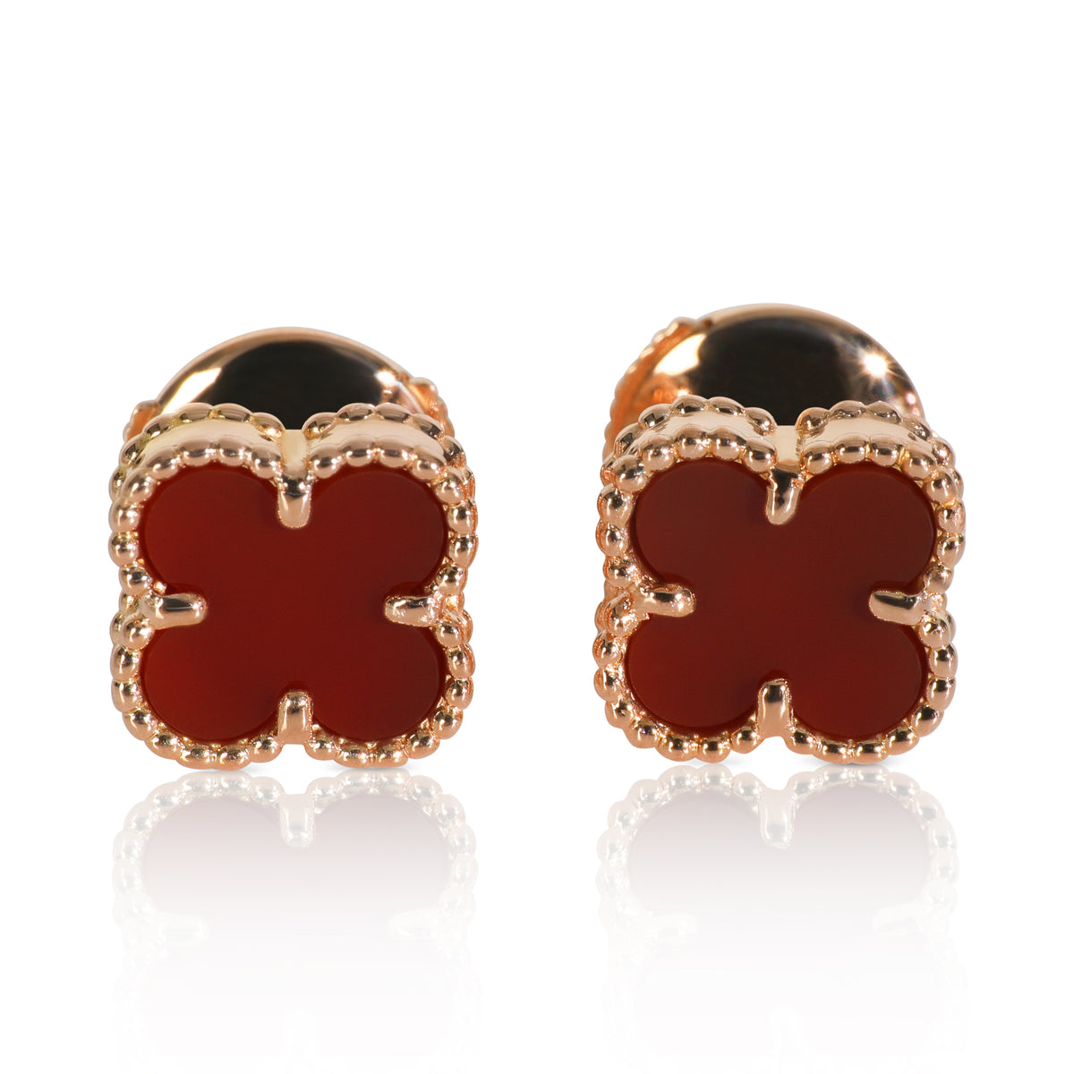 Rose Gold Carnelian Sweet Alhambra Earrings