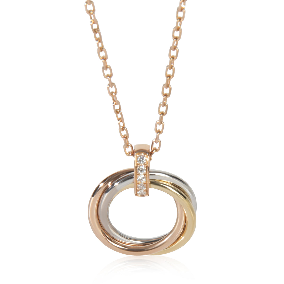 3-Tone Gold Diamond Trinity Pendant