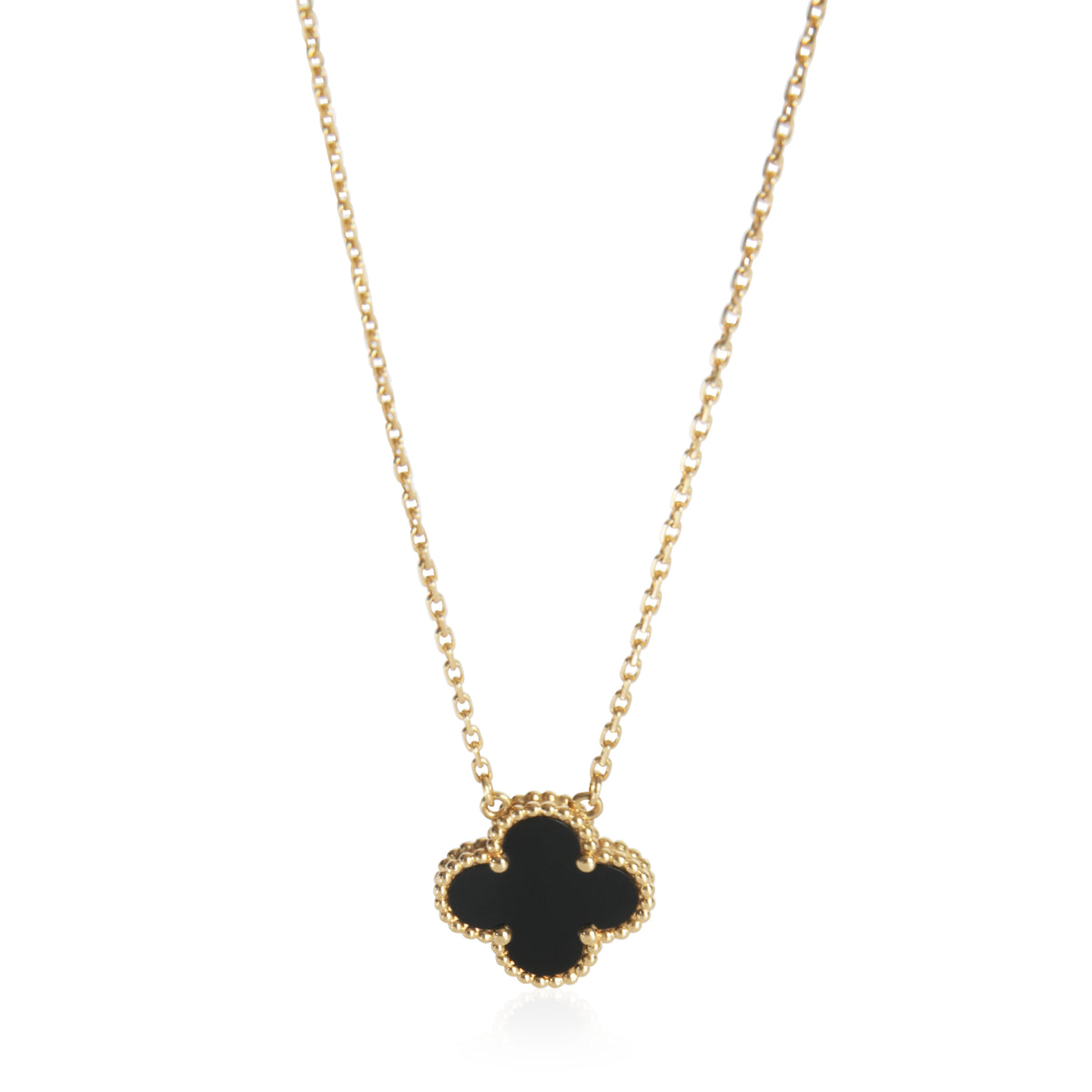Yellow Gold Onyx Vintage Alhambra Pendant