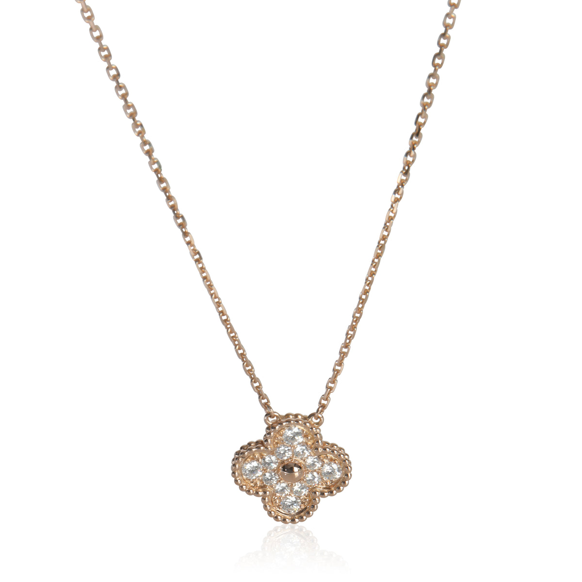 Van Cleef & Arpels Rose Gold Diamond Vintage Alhambra Pendant fv