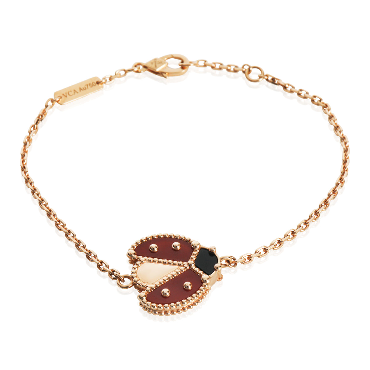 Rose Gold Carnelian and Onyx Lucky Spring Bracelet