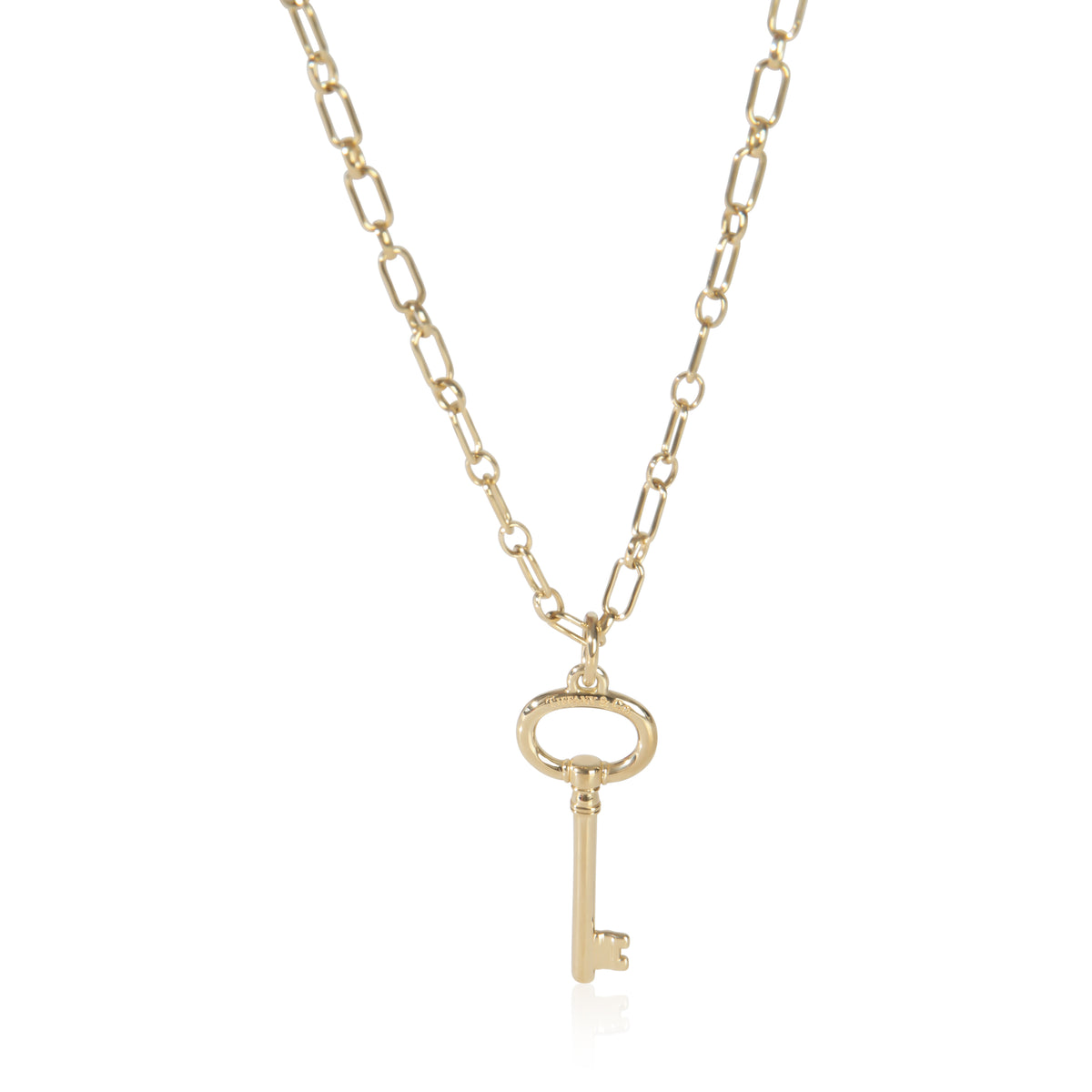Yellow Gold Oval Key Necklace