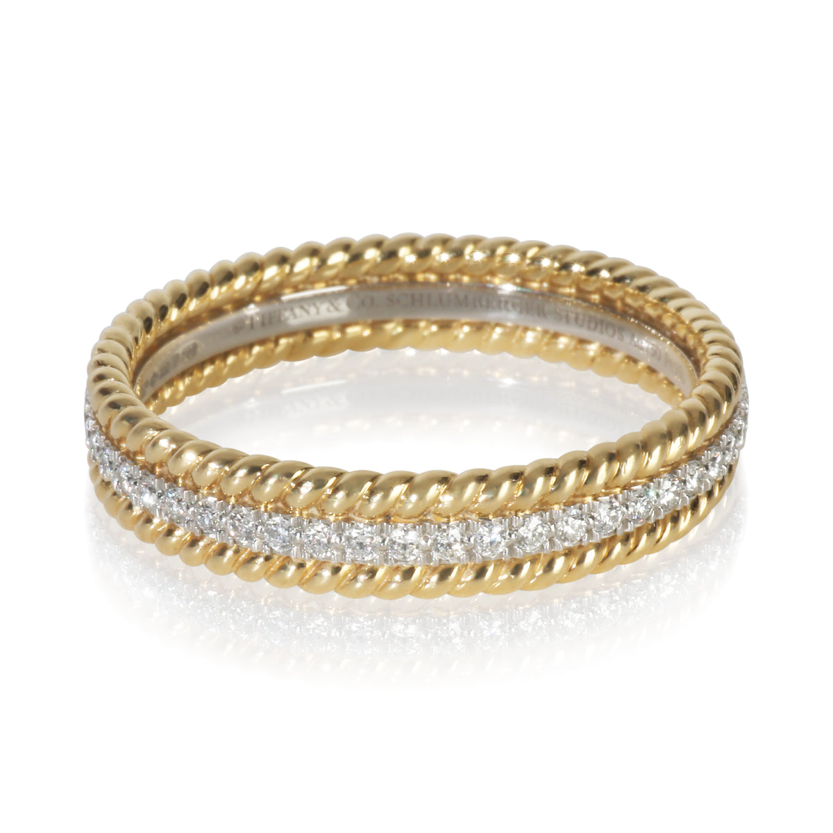 Yellow Gold & Platinum Diamond Schlumberger Rope Ring