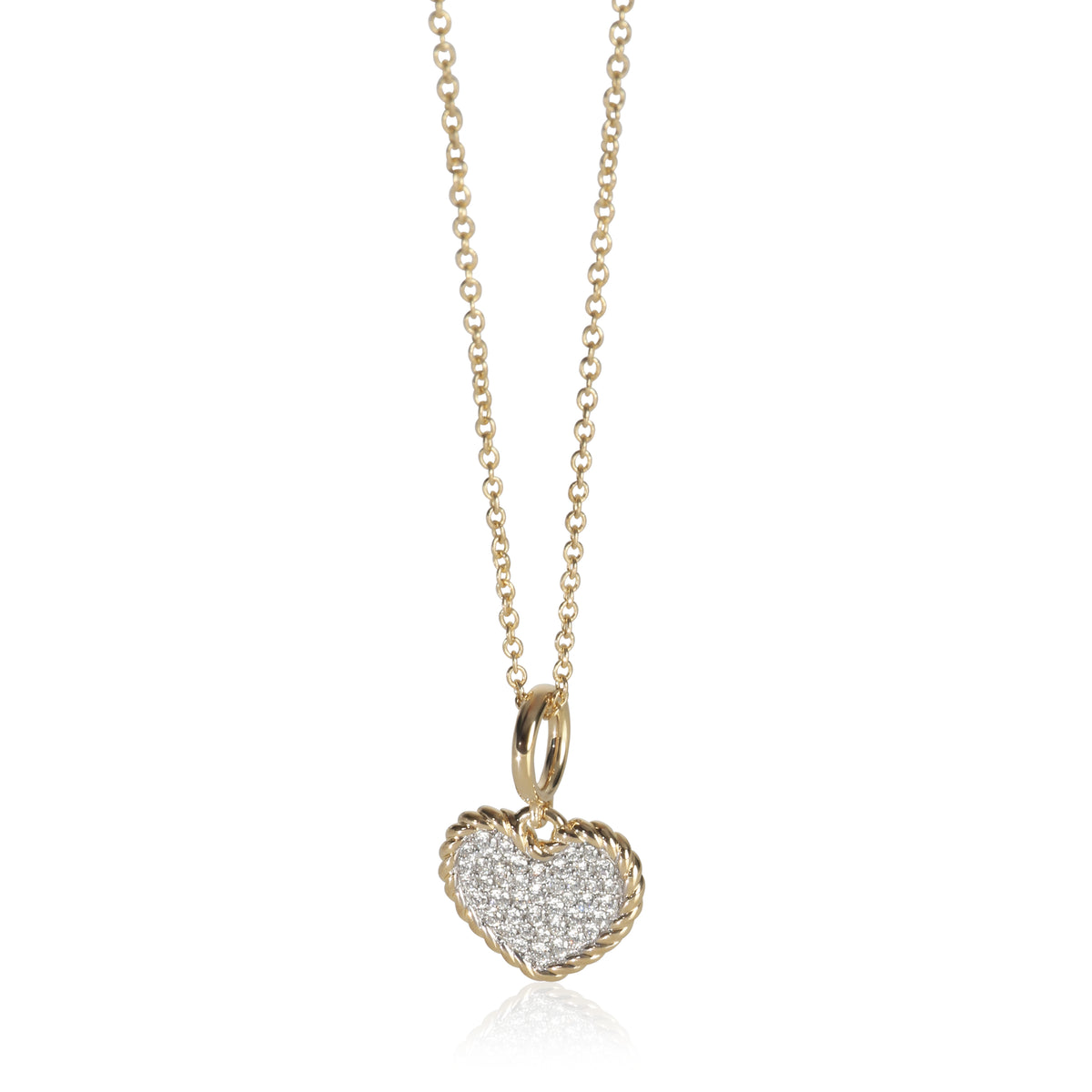 Yellow Gold Diamond Cable Collectibles Heart Pendant