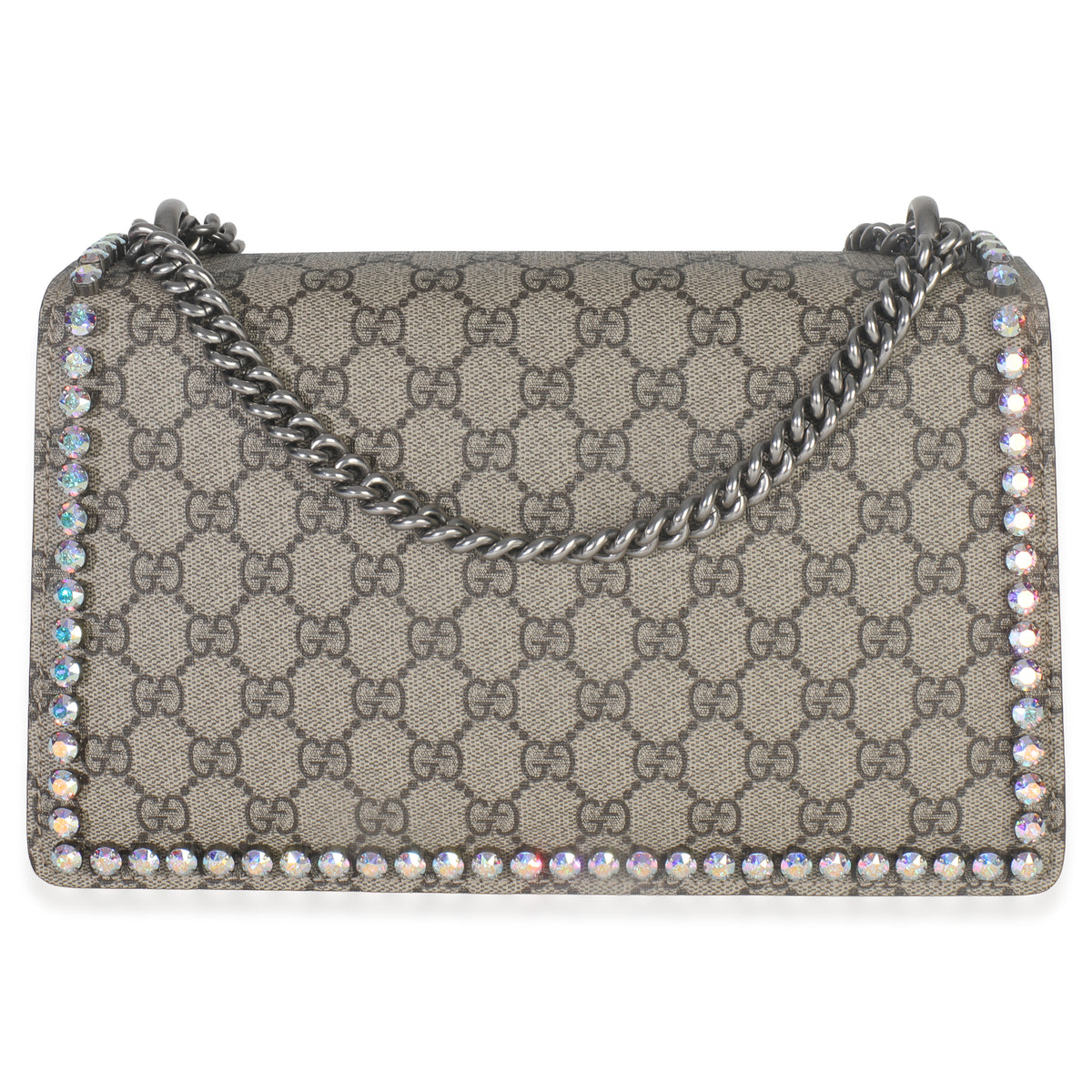 Gucci Pink Beige GG Supreme Canvas Crystal Small Dionysus Shoulder Bag Handbag bv