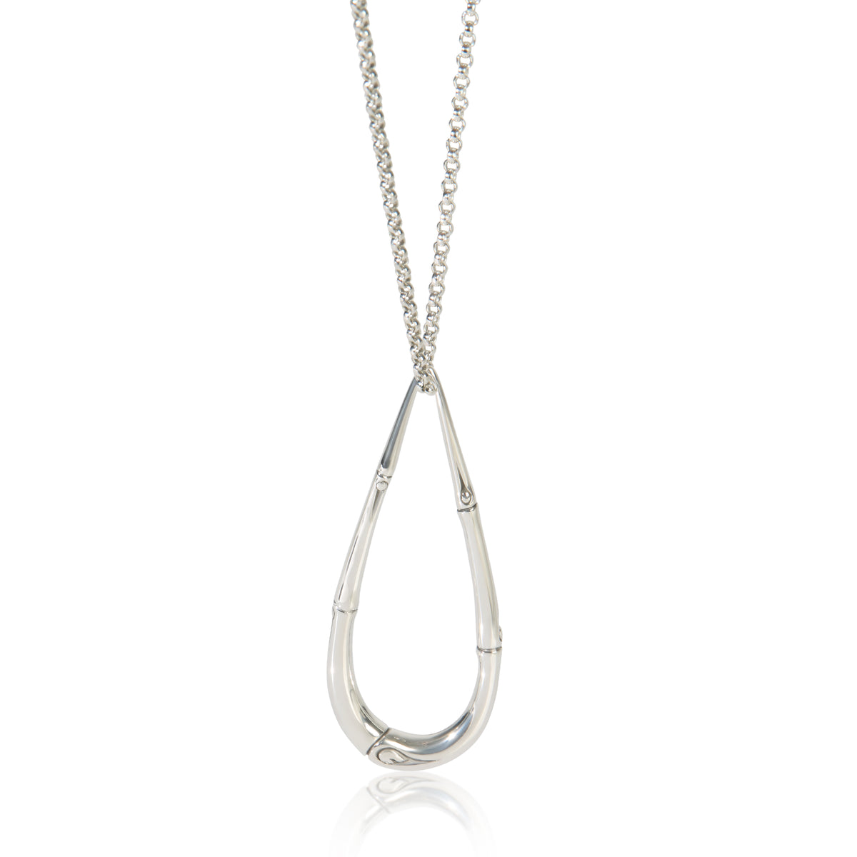 John Hardy Sterling Silver Bamboo Teardrop Pendant fv