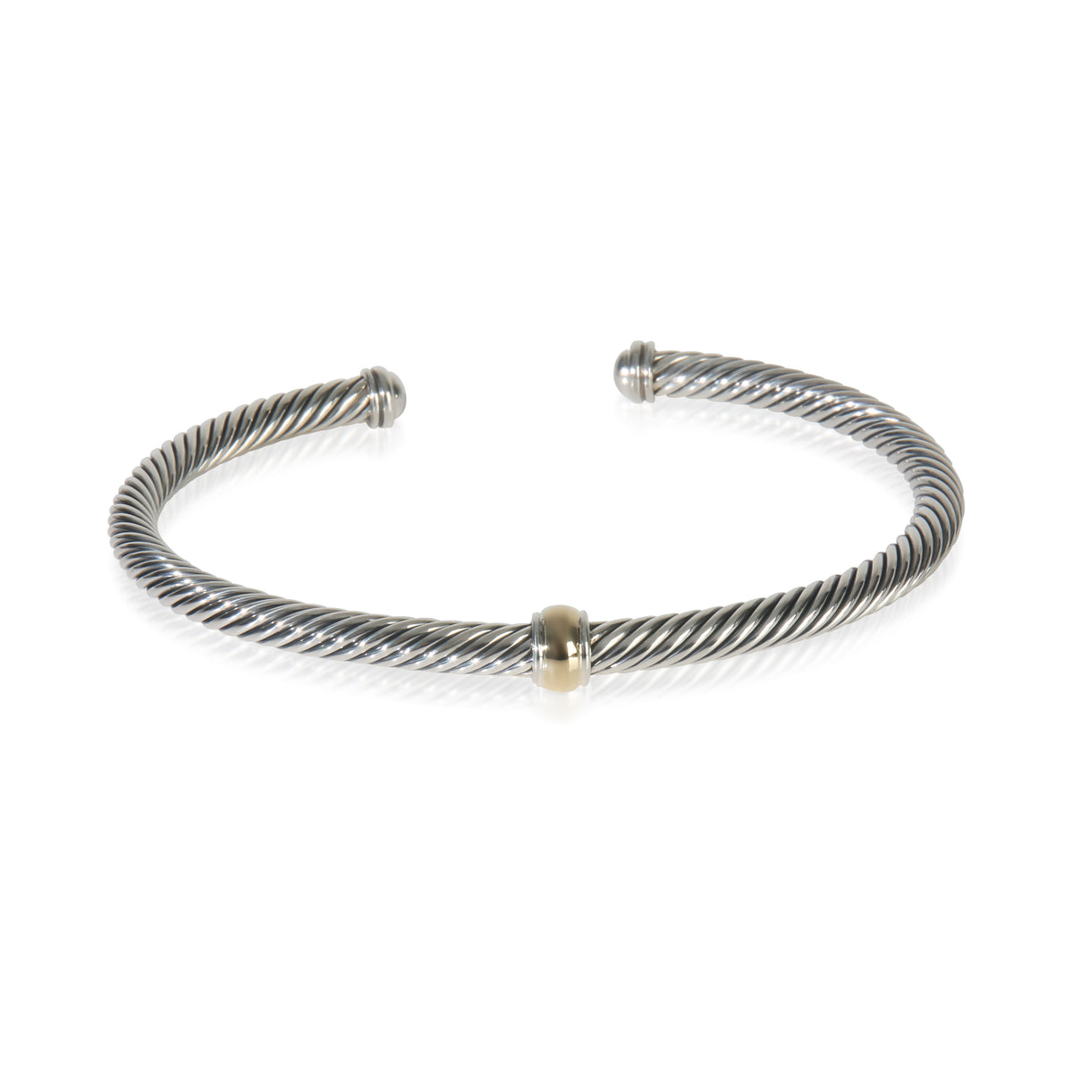 Yellow Gold & Sterling Silver Classic Cable Station Bracelet