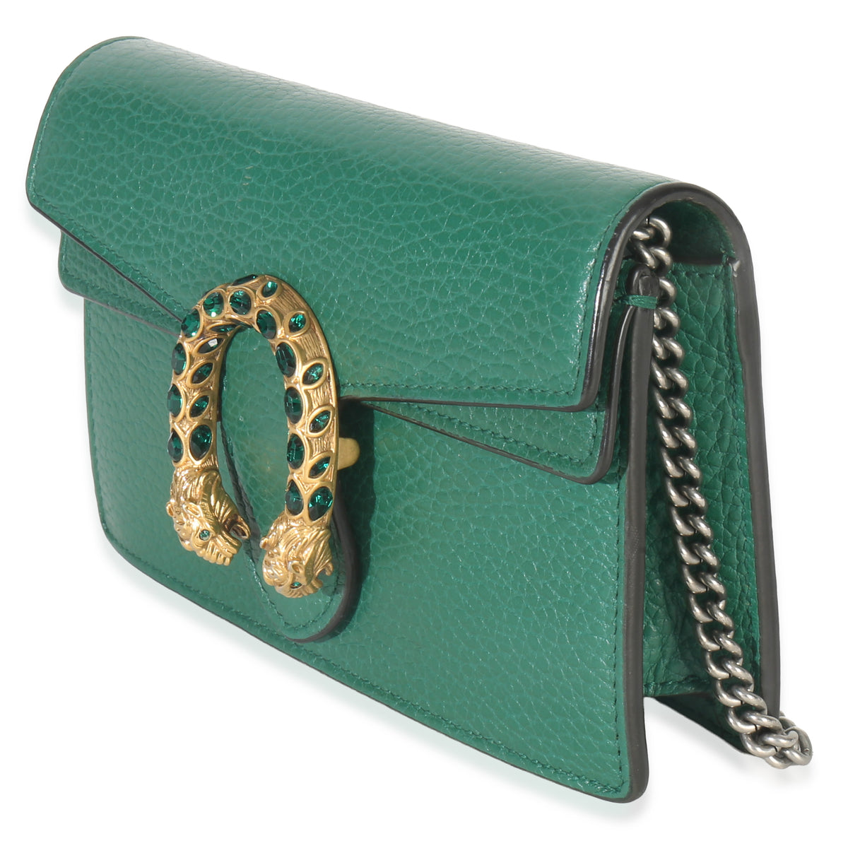 Gucci Green Dollar Calfskin Crystal Super Mini Dionysus Handbag sv