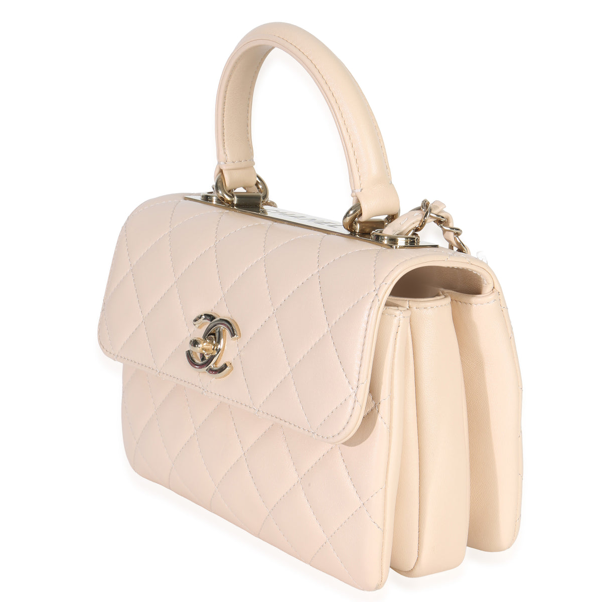 Chanel 25C Beige Quilted Lambskin Small Trendy Flap Bag Handbag pv