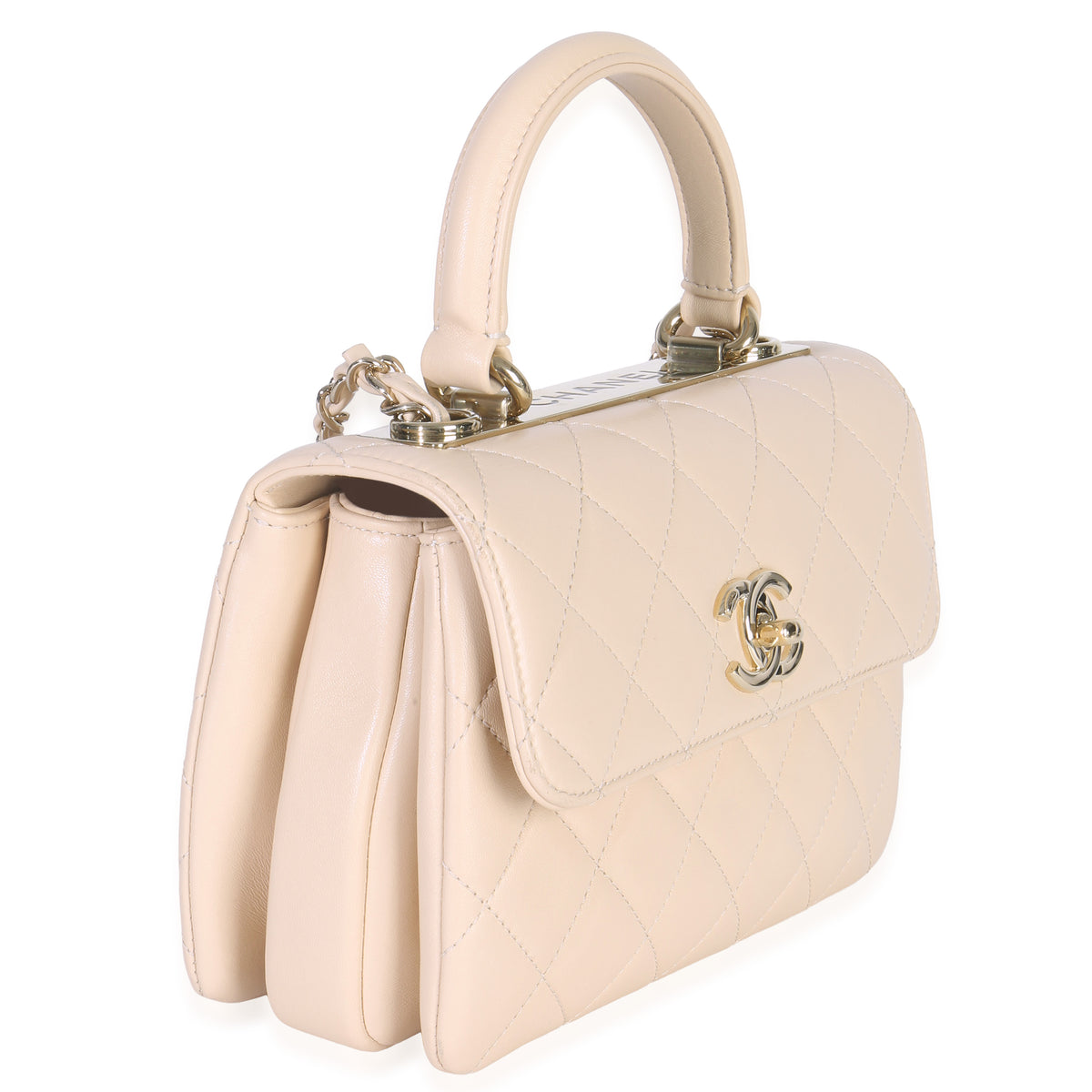 Chanel 25C Beige Quilted Lambskin Small Trendy Flap Bag Handbag sv