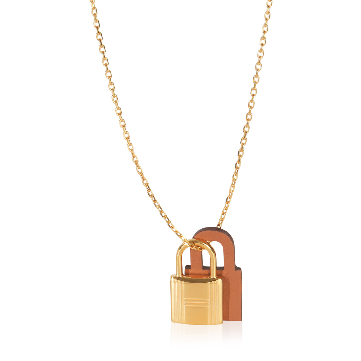 Gold-Plated Leather OKelly Lock Pendant