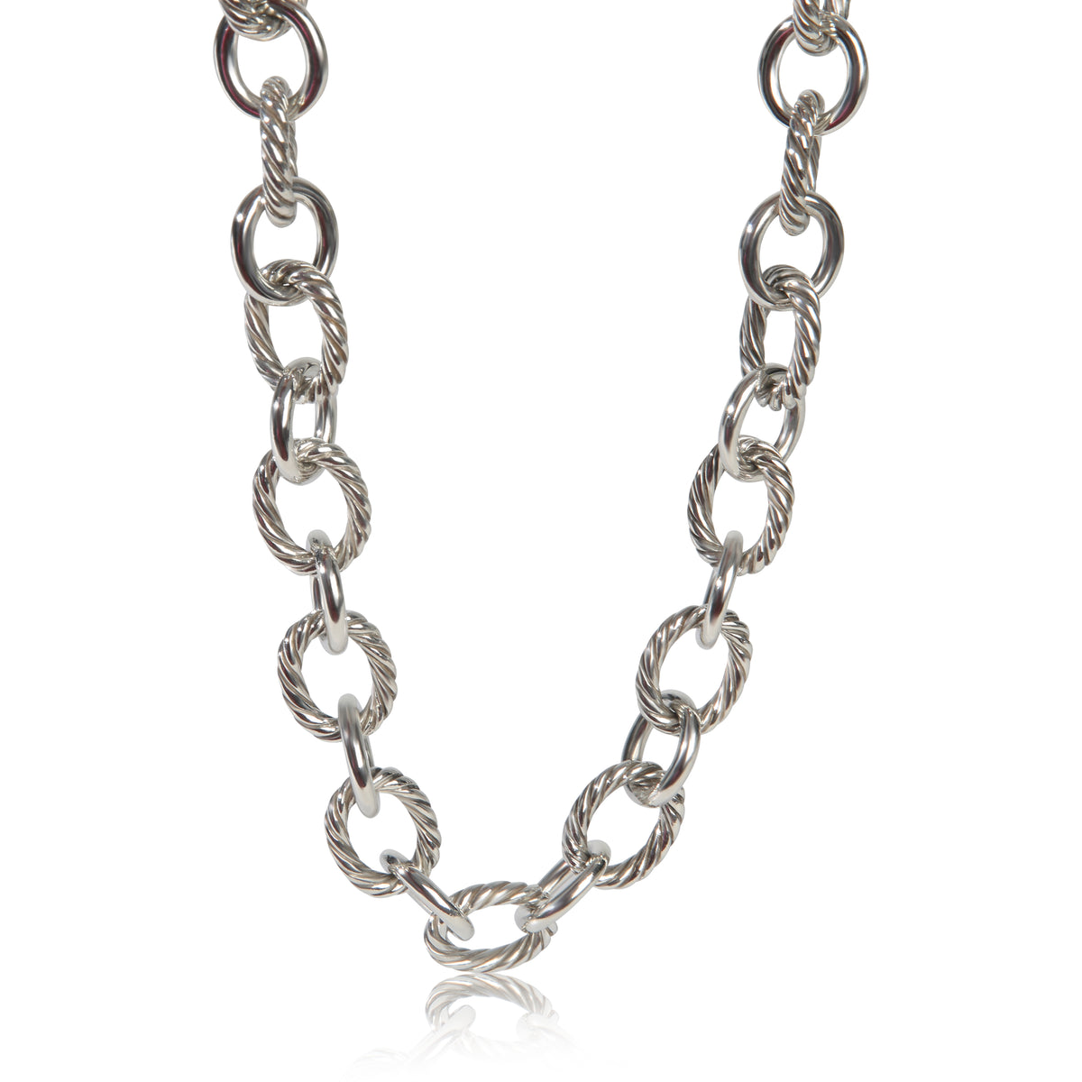 David Yurman Sterling Silver Oval Link Necklace fv