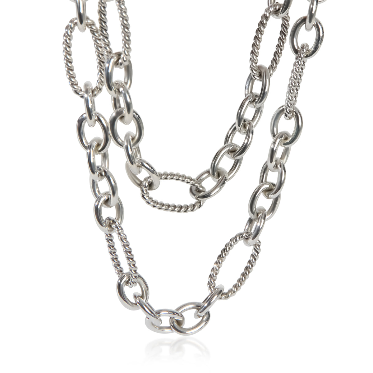 David Yurman Sterling Silver Figaro Link Necklace fv