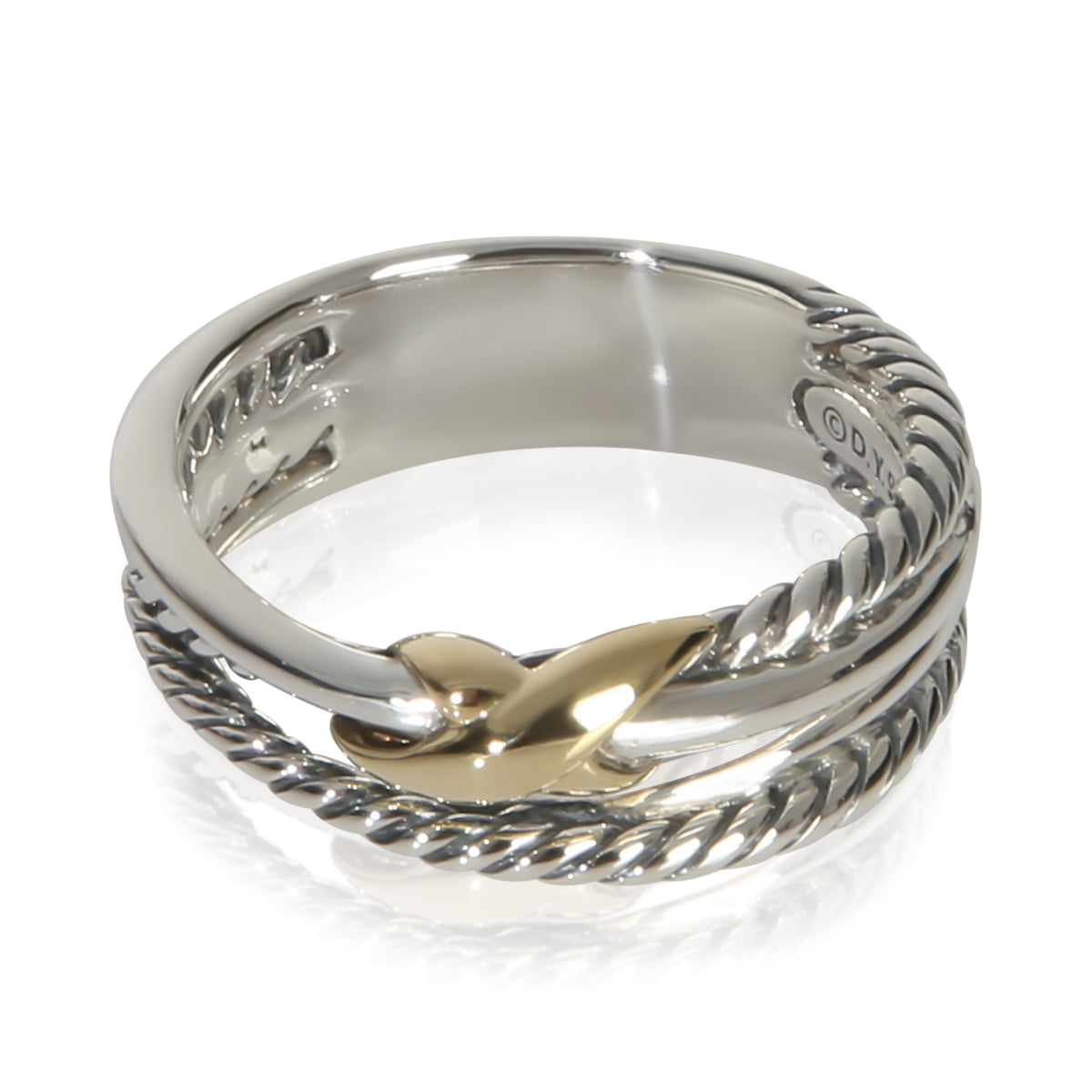 David Yurman Yellow Gold & Sterling Silver Crossover X Ring fv