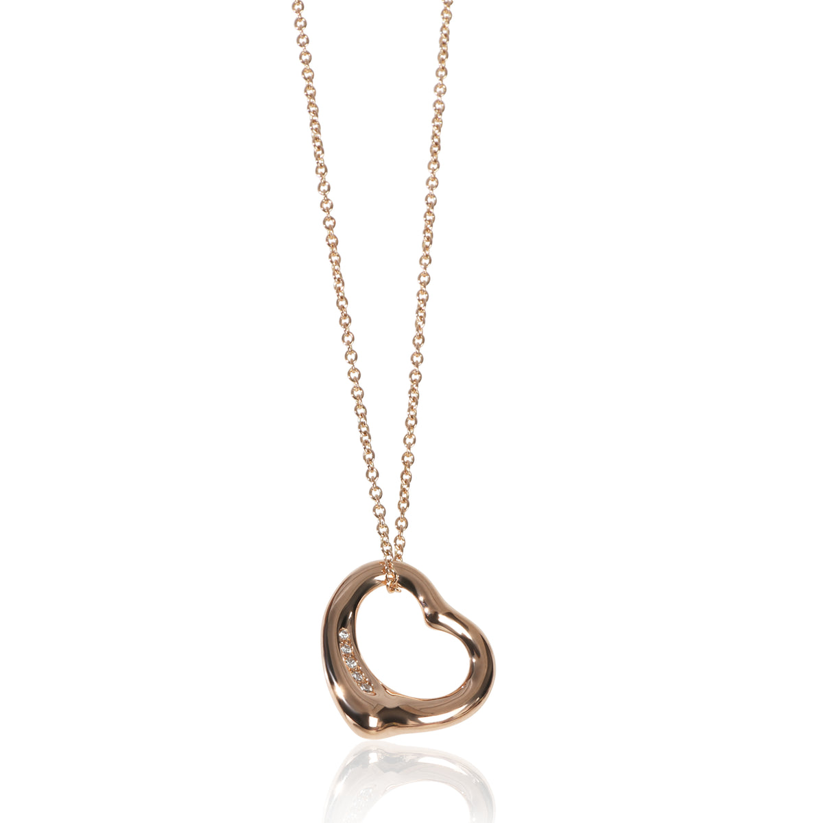 Tiffany & Co. Rose Gold Diamond Elsa Peretti Open Heart Pendant fv