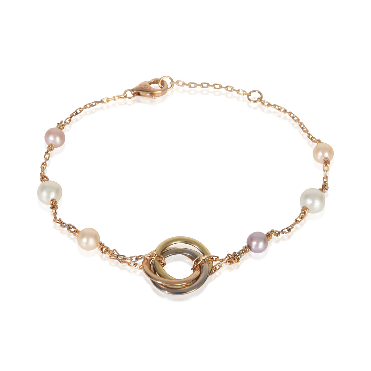 Cartier 3 Tone Gold Pearl Trinity Bracelet fv
