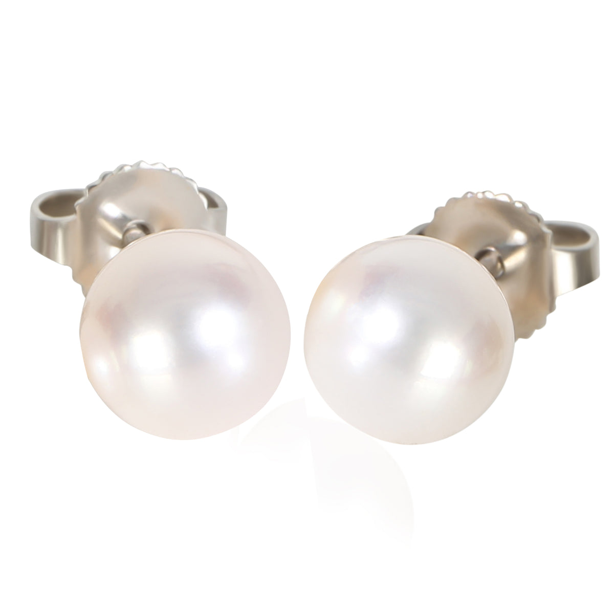 Tiffany & Co. White Gold Pearl Signature Earrings