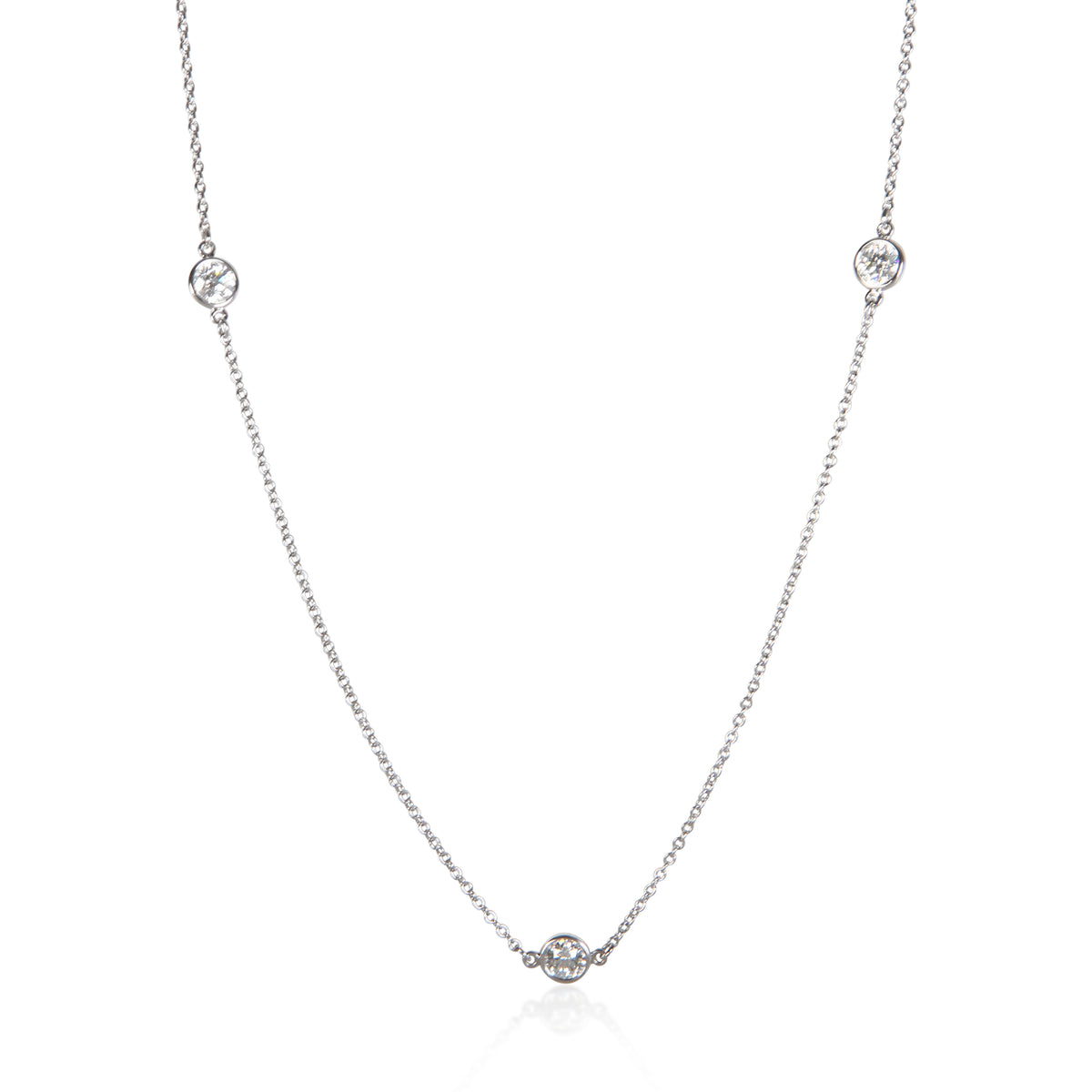 Tiffany & Co. Platinum Diamond Elsa Peretti Diamonds By The Yard Necklace fv