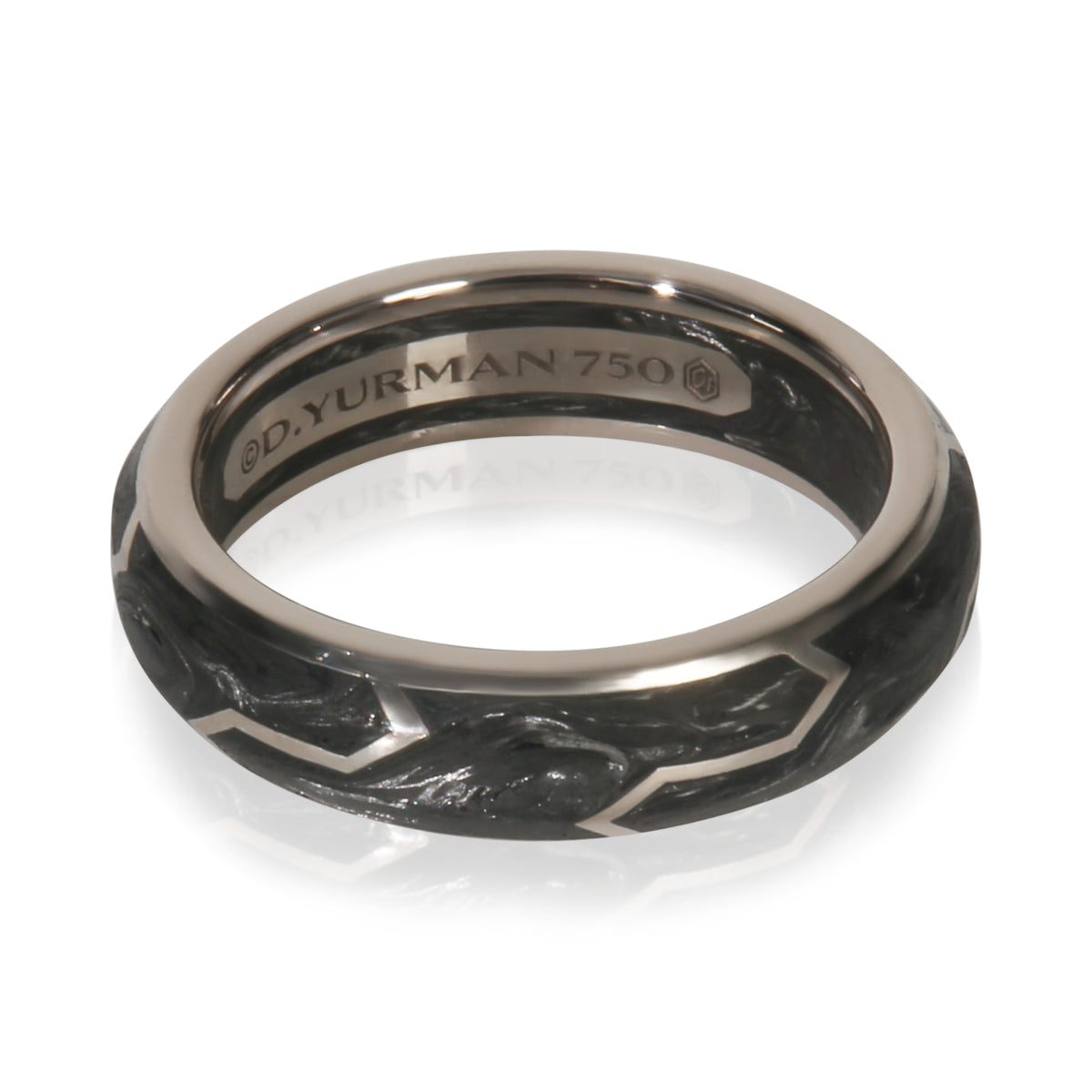 David Yurman White Gold Forged Carbon Ring fv