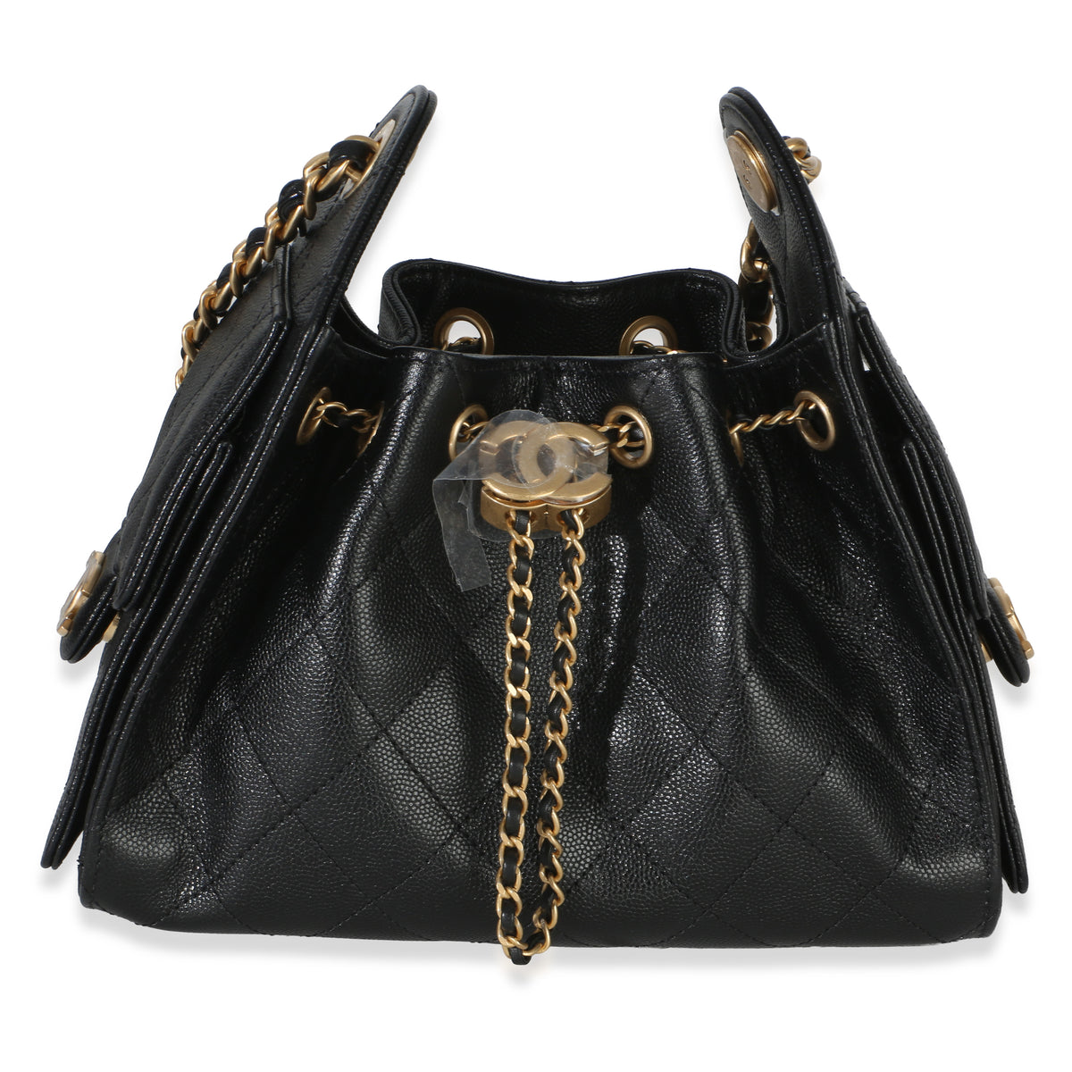 Chanel 26P Black Quilted Caviar Mini 25 Hobo Handbag Handbag fv