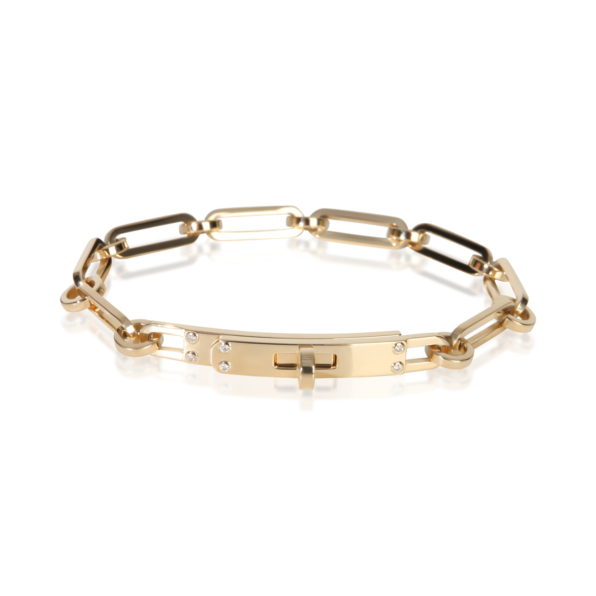 Hermès Yellow Gold Diamond Small Kelly Chaine Bracelet fv