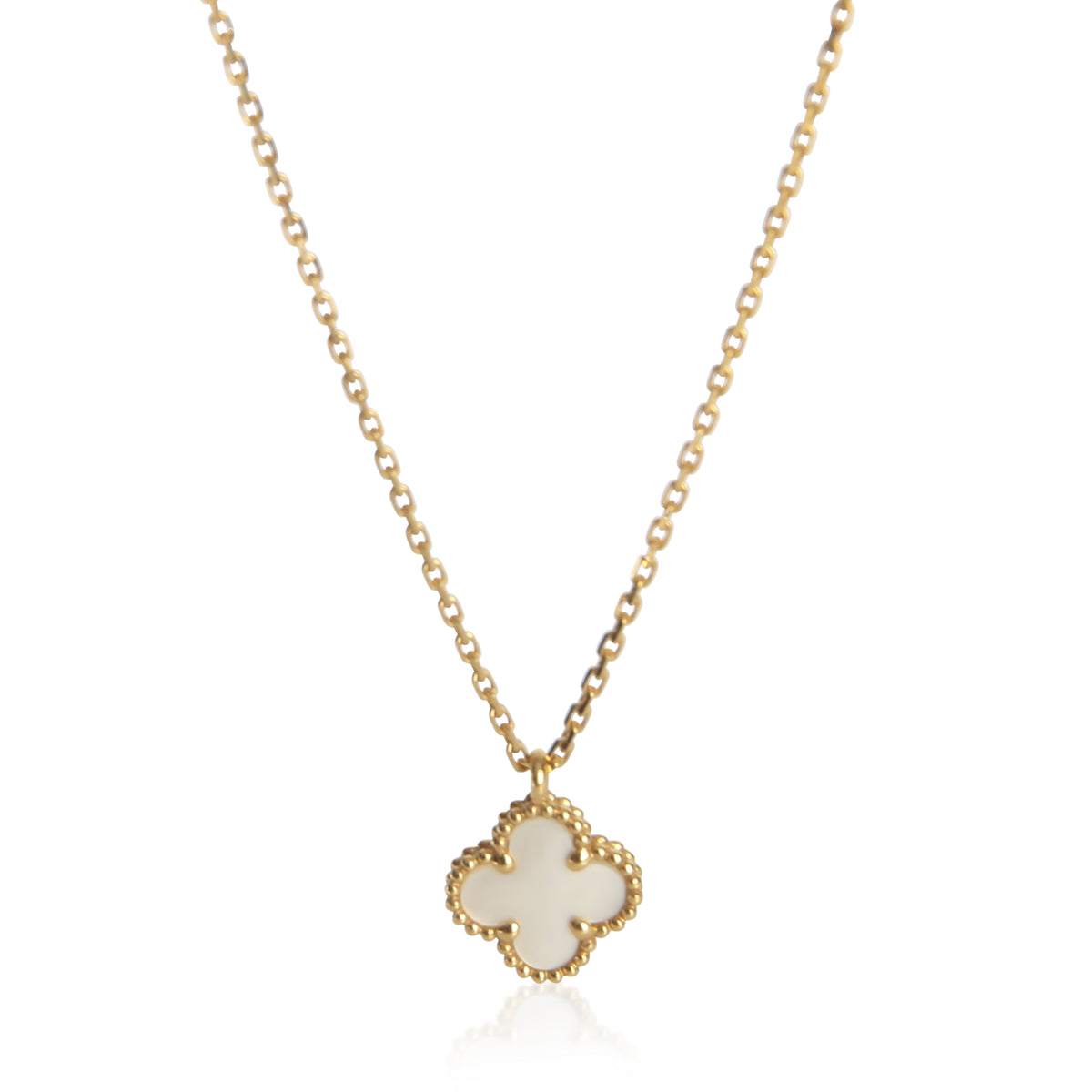 Van Cleef & Arpels Yellow Gold Mother Of Pearl Sweet Alhambra Pendant fv