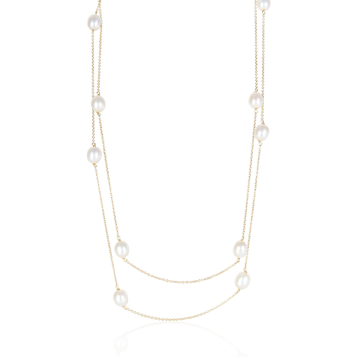 Tiffany & Co. Yellow Gold Pearl Elsa Peretti Pearl By The Yard Necklace fv