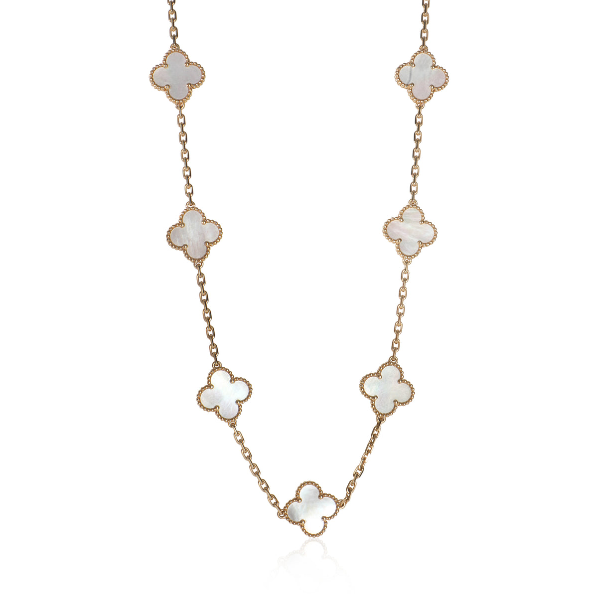 Yellow Gold Mother Of Pearl Vintage Alhambra Necklace