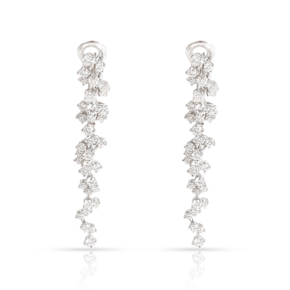 FRED Cascading Diamonds Dangle Earrings in 18K White Gold 4.13 CTW