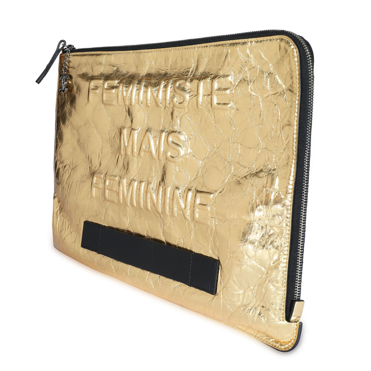 Chanel Metallic Gold Calfskin Feministe Mais Feminine Clutch
