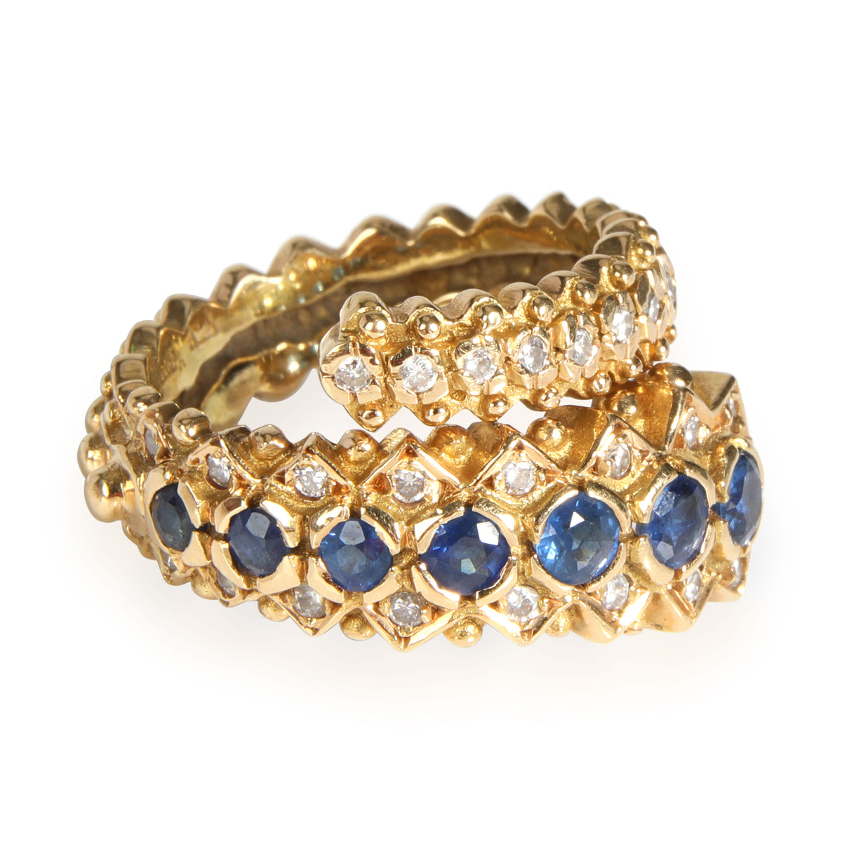 Ilias Lalaounis Diamond & Sapphire Wrap Around Ring in 18K Yellow Gold 0.25 CTW