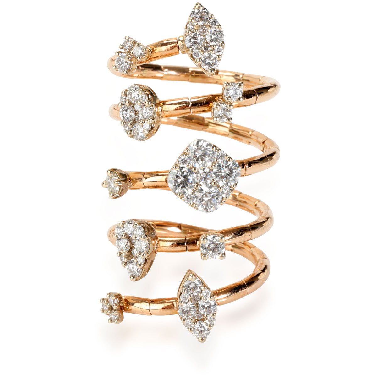 Flexible Crossover Diamond Ring in 18K Rose Gold 1.50 Ctw