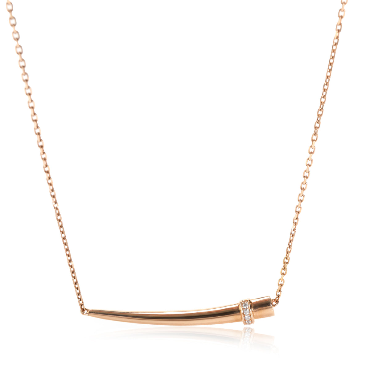 Diamond Horn Necklace 18K Rose Gold 0.05 Ctw