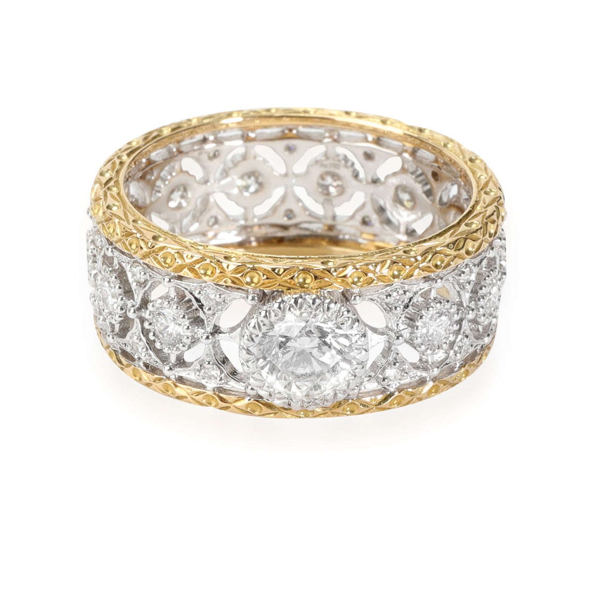 Diamond Filigree Band 18K White & Yellow Gold 0.90 CTW